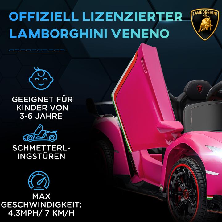 Produktbild Swisshandel24 Lamborghini Kinderauto, pink, Fernbedienung, Bluetooth, 30kg Belastbarkeit (12 V)