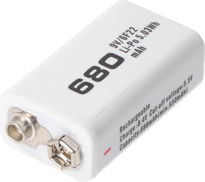 Image du produit AccuCell Pile rechargeable 9V bloc, 6LR61, 6F22 (1 pcs, 9V Block, 650 mAh)