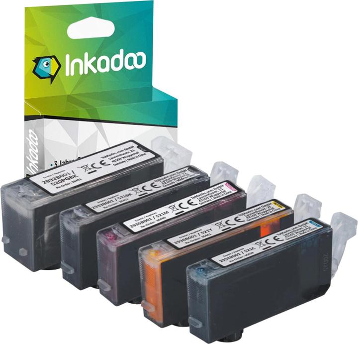 Actual product image Inkadoo Printer cartridges multipack compatible with Canon PGI-520 / CLI-521 contains 5x ink cartridge (Color)