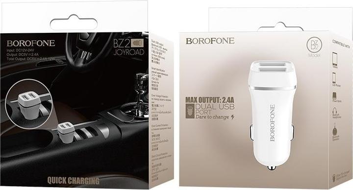 Produktbild Borofone Autoladegerät BZ2 mit zwei USB-Anschlüssen (2,4A) weiss