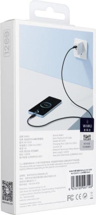 Image du produit Wiwu Cable - Platinum Series Data Cable Wi-C019 USB A to USB C 3A 1,2m - black (1.20 m)