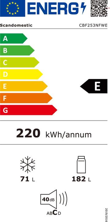 Label énergétique Scandomestic CBF253NFWE (Autonome, 271 l)
