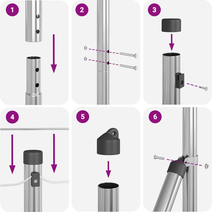Image du produit VidaXL Piquets de clôture avec pointe 52 pièces Ø32 mm 140 cm acier galvanisé