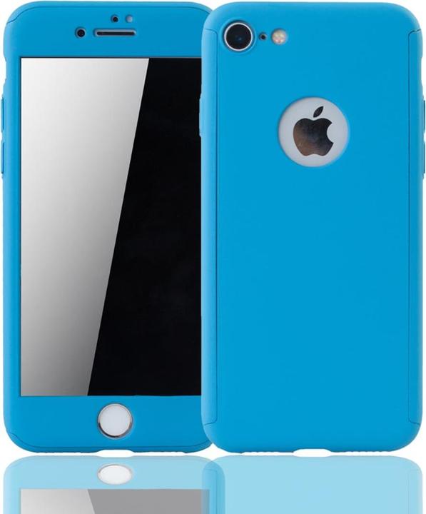 König Design Hülle Handy Schutz für Apple iPhone 8 Full Case Cover Displayschutz Bumper Blau (Apple iPhone 8)