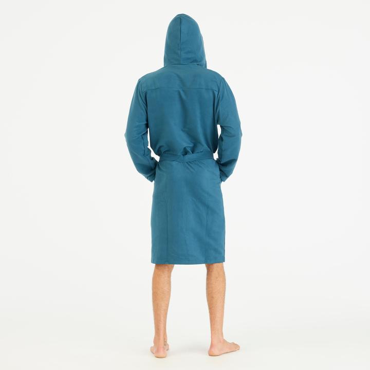 Produktbild Nabaiji Men’s microfibre compact hooded bathrobe in duck blue (S)
