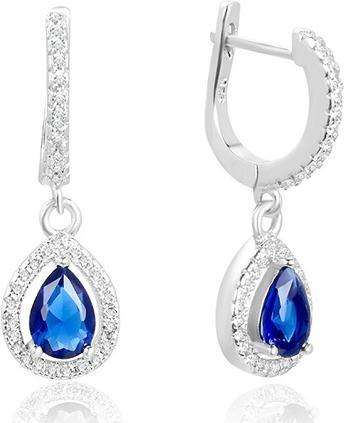 Produktbild Beneto Drop silver earrings withue zircons AGUC2248 (L)