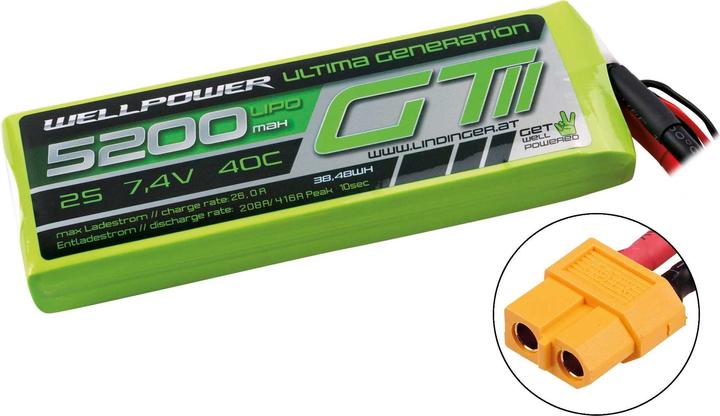 Image du produit Wellpower LIPO AKKU ULTIMA GT II 5200 mAh / 7,4 Volt 2S 40/80C CH5/8 XT-60 (7.40 V, 5200 mAh)