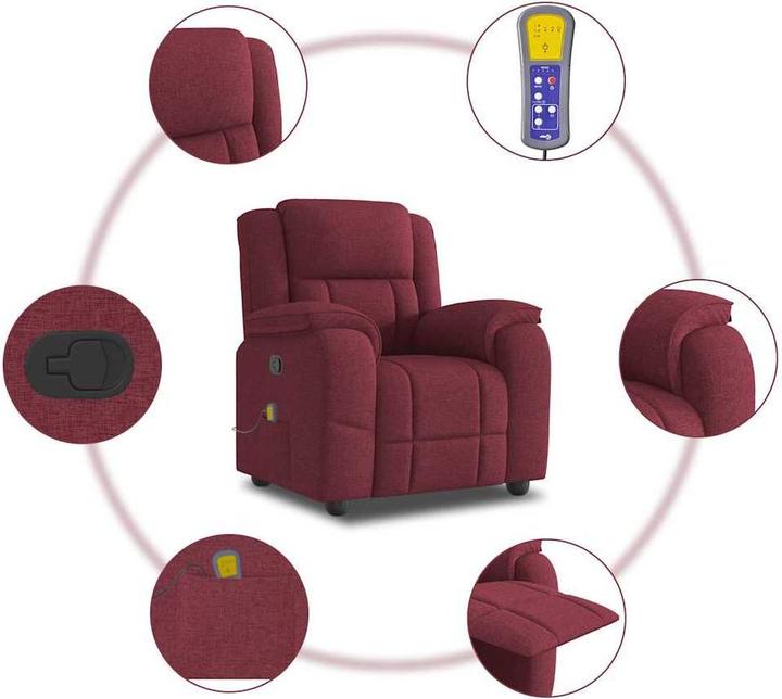Productafbeelding VidaXL Massagefauteuil Wijnrode stof Massage TV-fauteuil