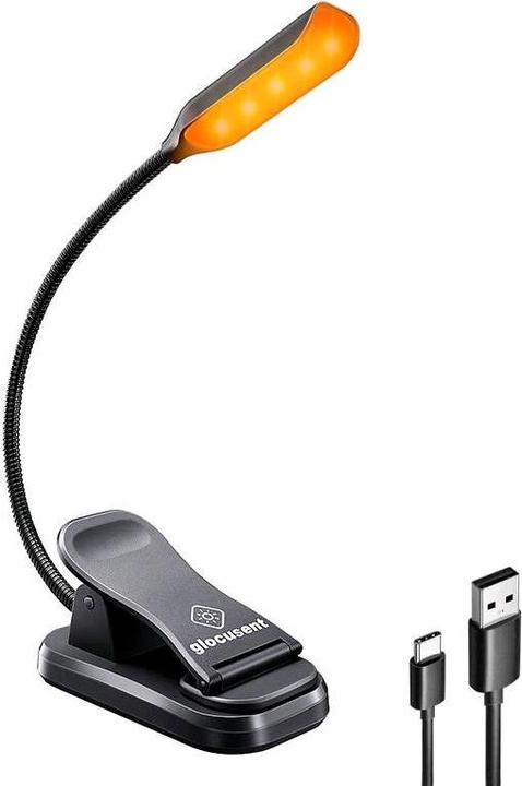 Image du produit Glocusent Lampe sans fil clip-on book light, USB-C (Noir) (45 lm)