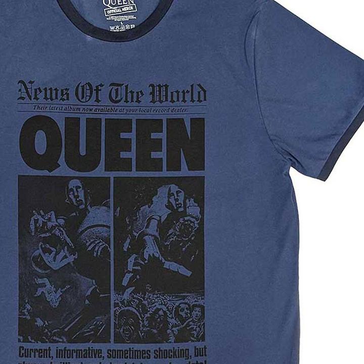 Actual product image Queen Unisex Adult News Of The World 40th Front Page Ringer T-Shirt (XL)