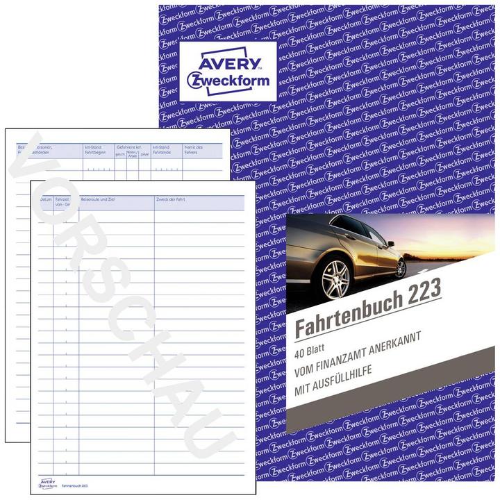 Actual product image Avery Zweckform 223-10 DIN A5 Driver's logbook Number of sheets: 40 White 10 pcs. (40 x)