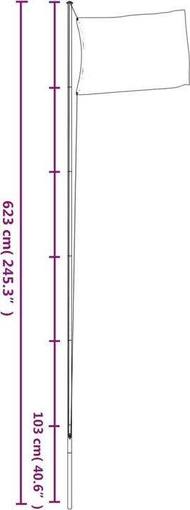 Produktbild VidaXL Fahnenmast Teilbar Silbern 6,23 m Aluminium,Farbe