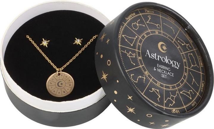 Actual product image Something Different Astrology Wheel Earring & Necklace Set (Nickel-free)
