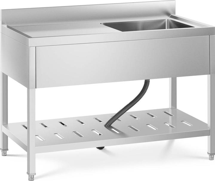 Produktbild Royal Catering Spültisch Spülbecken Edelstahlspüle Gastrospüle mit Regal Edelstahl 49x42x24,5cm (25 cm, 60 cm)
