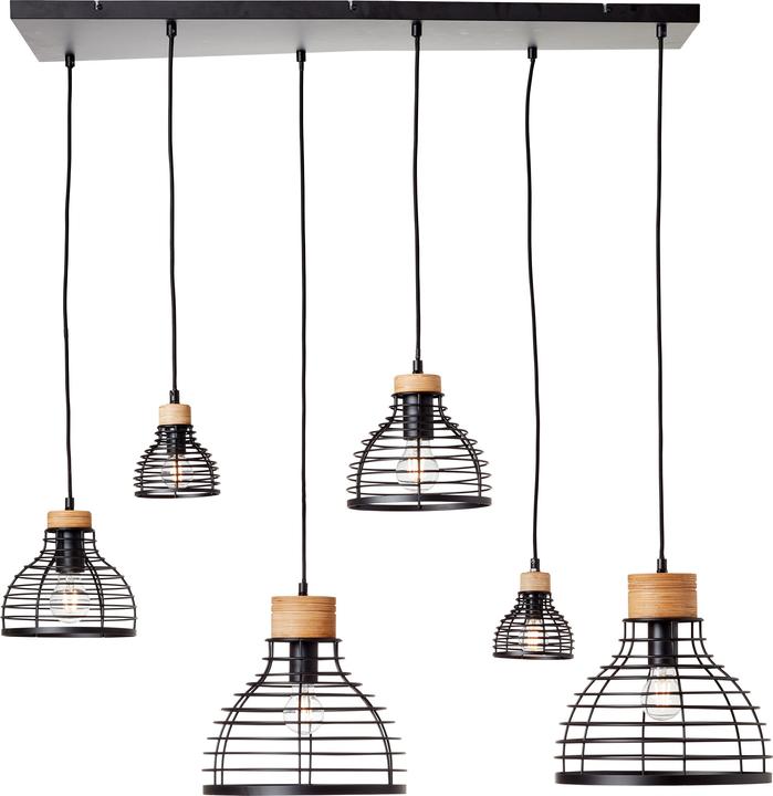 Brilliant Luce a sospensione Avia 6flg nero/legno (E27)
