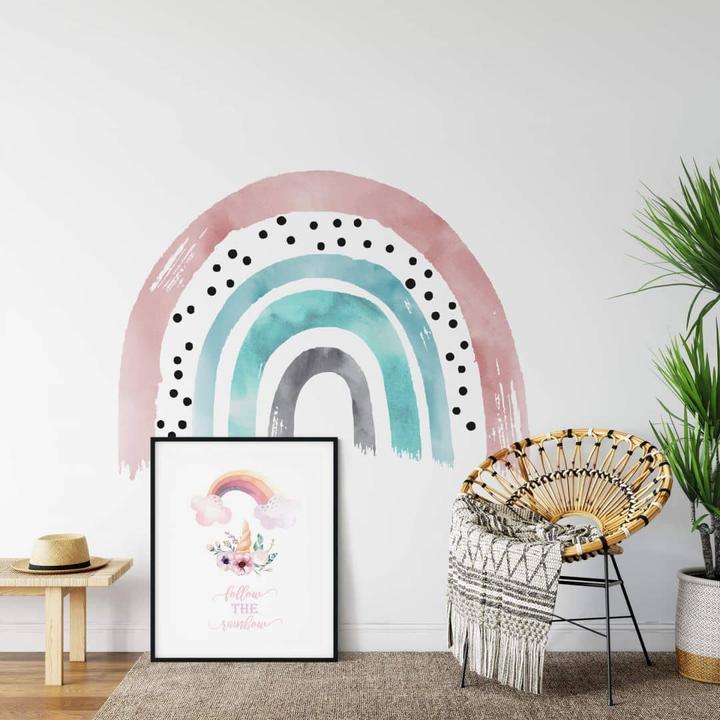 Immagine prodotto Trenddeko Rainbow Watercolor rosé, turchese (80 x 60 cm)