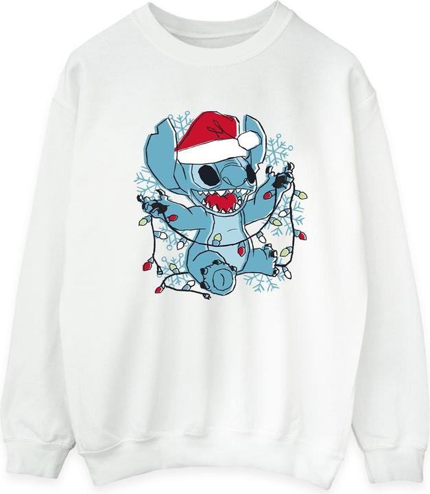 Actual product image Disney Mens Lilo And Stitch Christmas Lights Sketch Sweatshirt (XL)