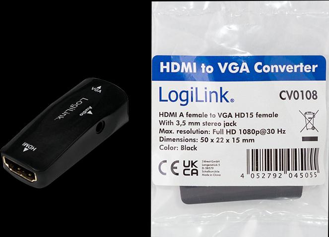 Produktbild LogiLink HDMI - VGA (Klinkenbuchse, 5 cm)