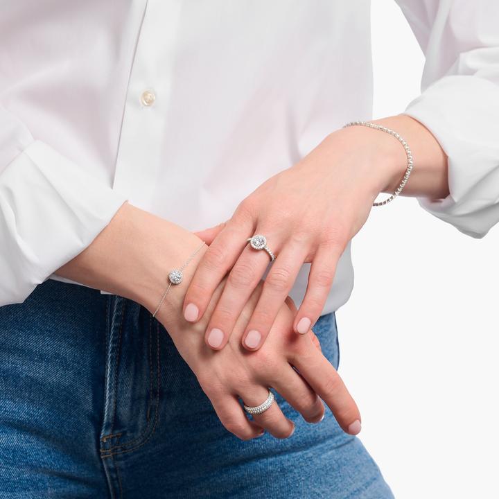 Produktbild Thomas Sabo Halo-Ring mit weissem Stein im Brillantschliff (54, 925 Silber)
