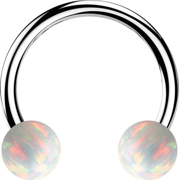 Produktbild Star Piercing Micro Circular Barbell silber mit zwei Kugeln Opal weiss (ohne Messing, Chirurgenstahl 316L)