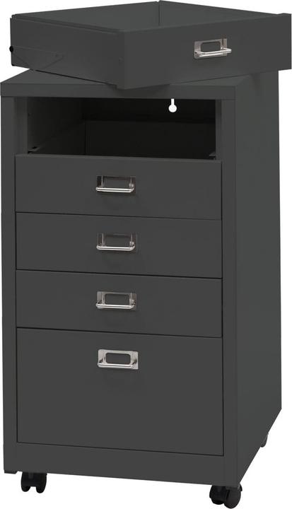 Actual product image Mendler Mobile pedestal HWC-L49, metal 75x40x41cm 5 drawers, dark grey