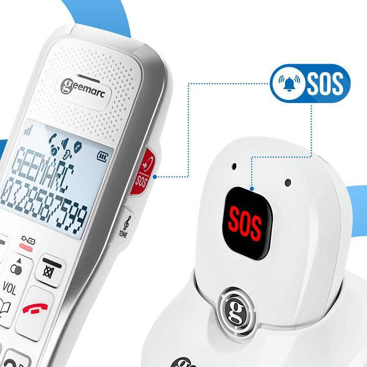 Immagine prodotto Geemarc AMPLIDECT 595 SOS-PRO Telefono di emergenza con cavo Telefono di emergenza con ciondolo DECT di