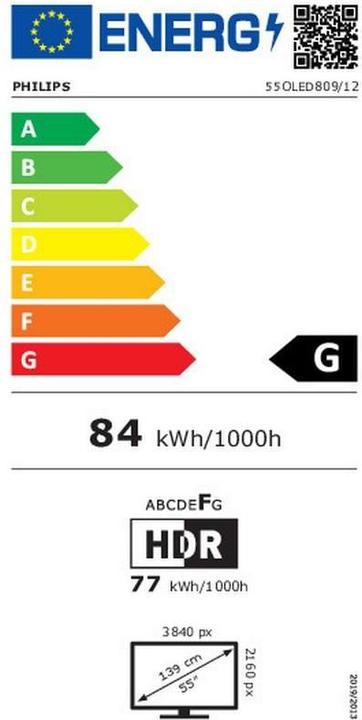 Energy Label Philips 55OLED809/12 (55", OLED, 4K, 2024)
