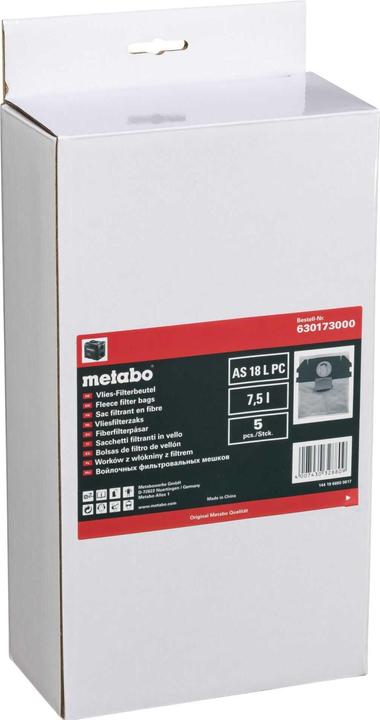 Produktbild Metabo 5 Vlies-Filterbeutel - 7.5l (630173000) (5 x)