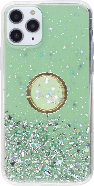 Produktbild PhoneLook Hülle Gummi silberner Pailletten mit Ring grün (Apple iPhone 11 Pro)
