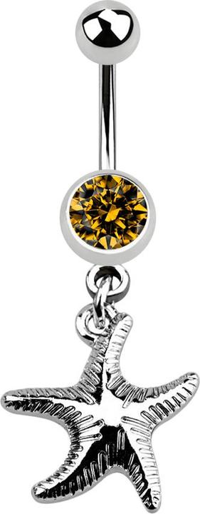 Produktbild Star Piercing Banane silber mit Anhänger Seestern topaz (Chirurgenstahl 316L, ohne Messing)