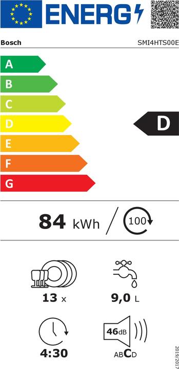 Label énergétique Bosch Hausgeräte Serie 4, SMI4HTS00E