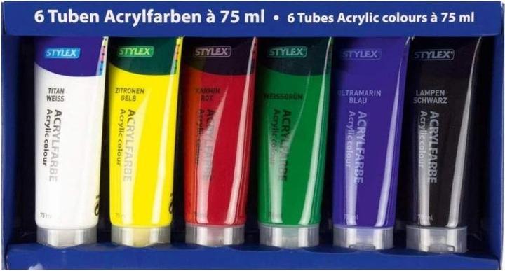 Image du produit Stylex Peintures acryliques, lot de 6 (6 couleurs différentes, 75 ml)
