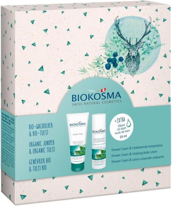 Produktbild Biokosma Geschenkset 2023 Wacholder Tulsi 2x200+25ml (Körperpflegeset)