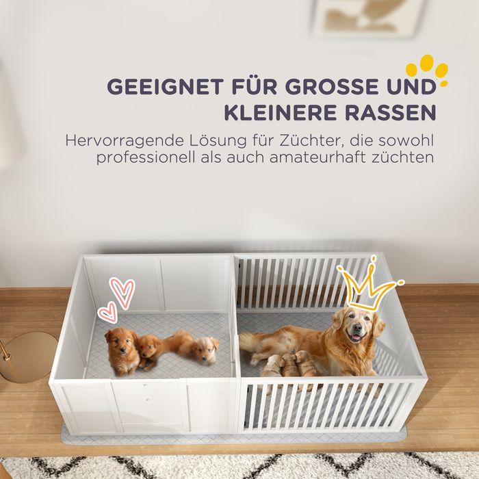 Produktbild Swisshandel24 Wurfbox für Welpen, mit Unterlage, leicht zu reinigen, Holz, 166x80x50 cm, Weiss