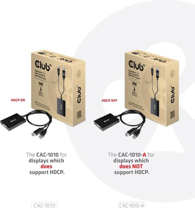 Actual product image Club 3D CAC-1010 DisplayPort to Dual Link DVI-I active adapter (USB, 6.10 cm)