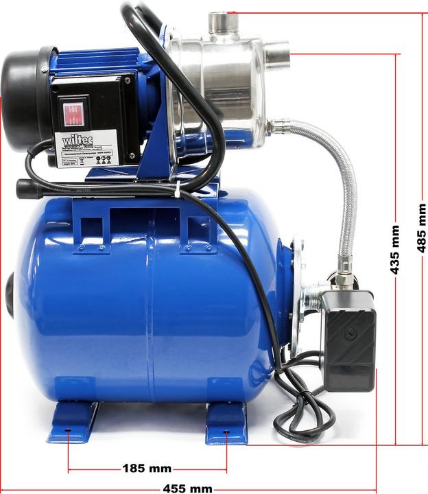 Produktbild Wiltec Hauswasserwerk 3400l/h 1200W 19l Membrankessel Druckschalter Gartenpumpe (Hauswasserpumpe)