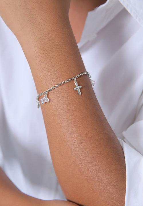 Produktbild Elli Bettelarmband mit Symbolen und Kristallen (18 cm, Sterling Silber)