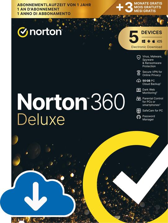 Norton 360 Deluxe (5 User, 5 Geräte/User, 15 Monate)