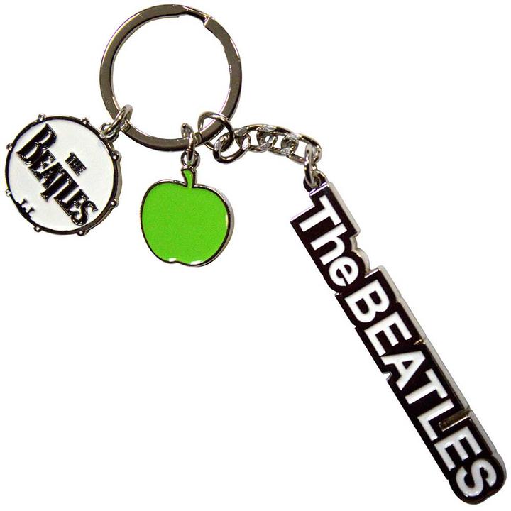 Produktbild The Beatles Text Logo Drop T Drum & Apple Charms Schlüsselanhänger