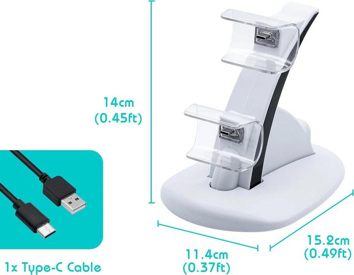 Immagine prodotto PhoneLook Elegante stazione di ricarica Power Dock per ricaricare due controller PlayStation 5 (PS5) (PS5)