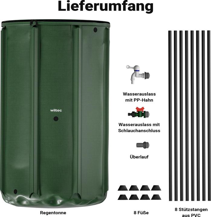 Actual product image Wiltec Foldable rainwater barrel 500l rainwater barrel water tank rain barrel water barrel (500 l)