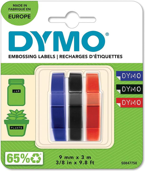 Produktbild Dymo Prägeband 3D (0.90 cm, Blau, Schwarz, Rot)