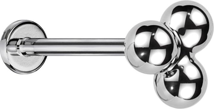 Produktbild Star Piercing Threadless Ohrstecker silber drei Kristalle silber Ovalkristall rot (ohne Messing, Titan G23)