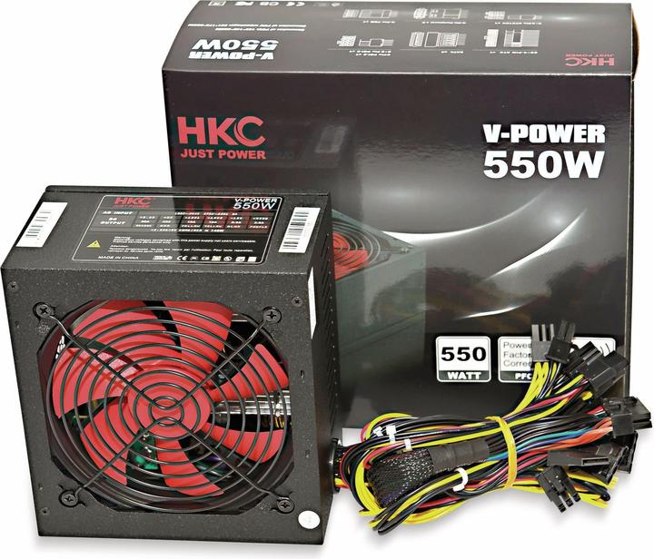 Image du produit HKC V-550 - 550 W - 75% - PC - ATX - noir - rouge - 150 mm (550 W)