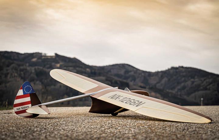 Actual product image Planet-Hobby Bowlus Baby BA-100 Albatross wooden kit vintage glider model, albatross (Glider)