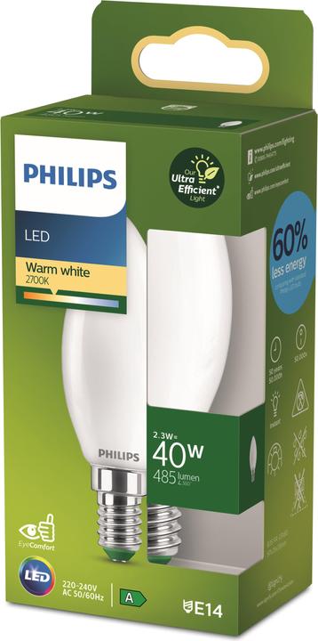 Actual product image Philips Ultra Efficient (E14, 2.30 W, 485 lm, 1 x, A)