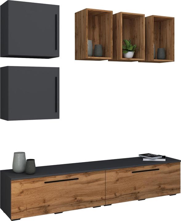 Produktbild VCM TV Lowboard Fernsehschrank Schrankwand Wohnzimmer Anbauwand Wohnwand Arila L (190 x 40 x 200 cm)