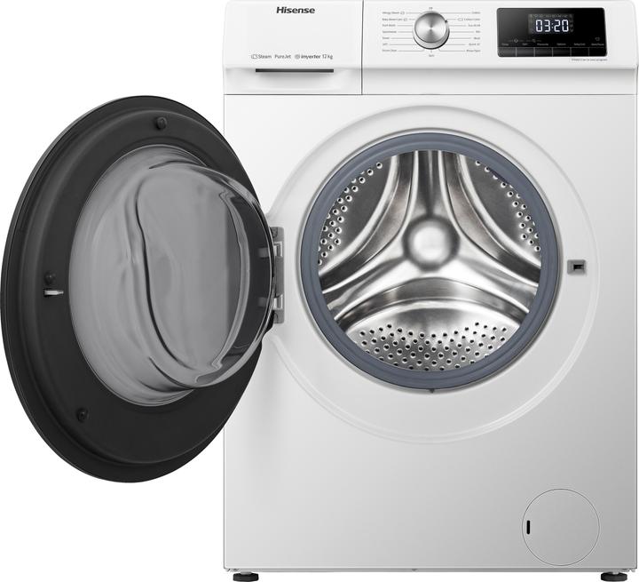 Actual product image Hisense Washing Machine WFQA1214EVJM Front Loader 12kg EEK A 1400upm Steam Inverter (12 kg, Left)