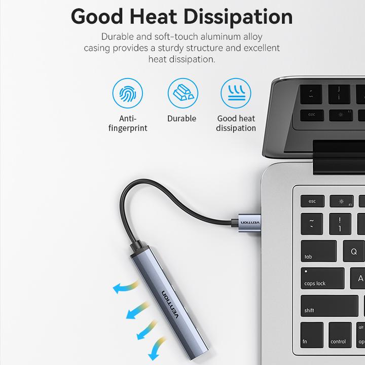 Produktbild Vention Mini Hub USB 3.0 to USB 3.0/3x2.0 CKOHB 0.15m (USB-C, 4 Ports)