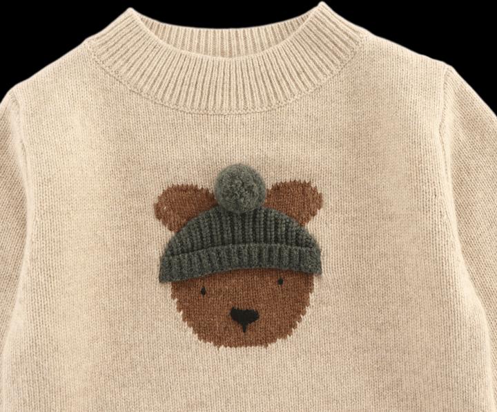 Image du produit Donsje Pull en laine mérinos Denn Ours - Biscotti Melange (5, 6)